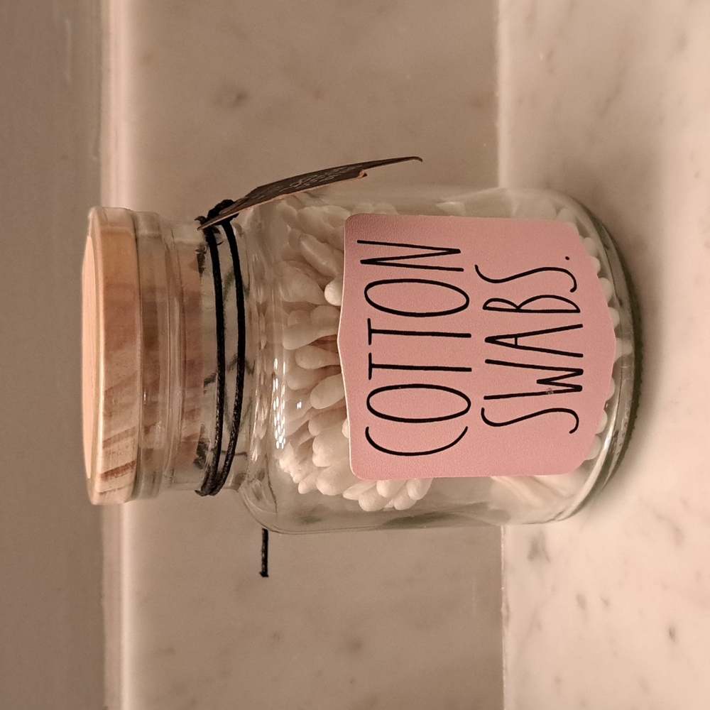 Rae Dunn COTTON SWABS glass jar
